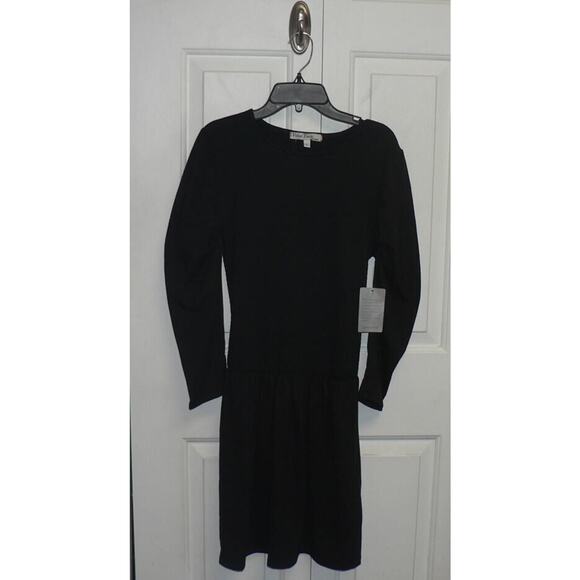 Velvet Torch Long Sleeve Round Neck Smocked Bodice Knit Dress in Black Large $33 - Picture 2 of 4